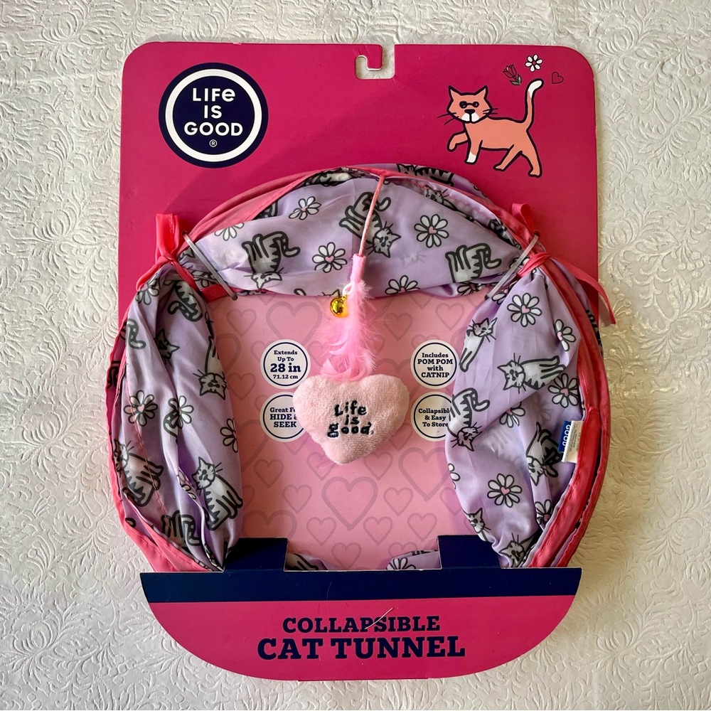 Life Is Good Pink and Gray Cat Tunnel